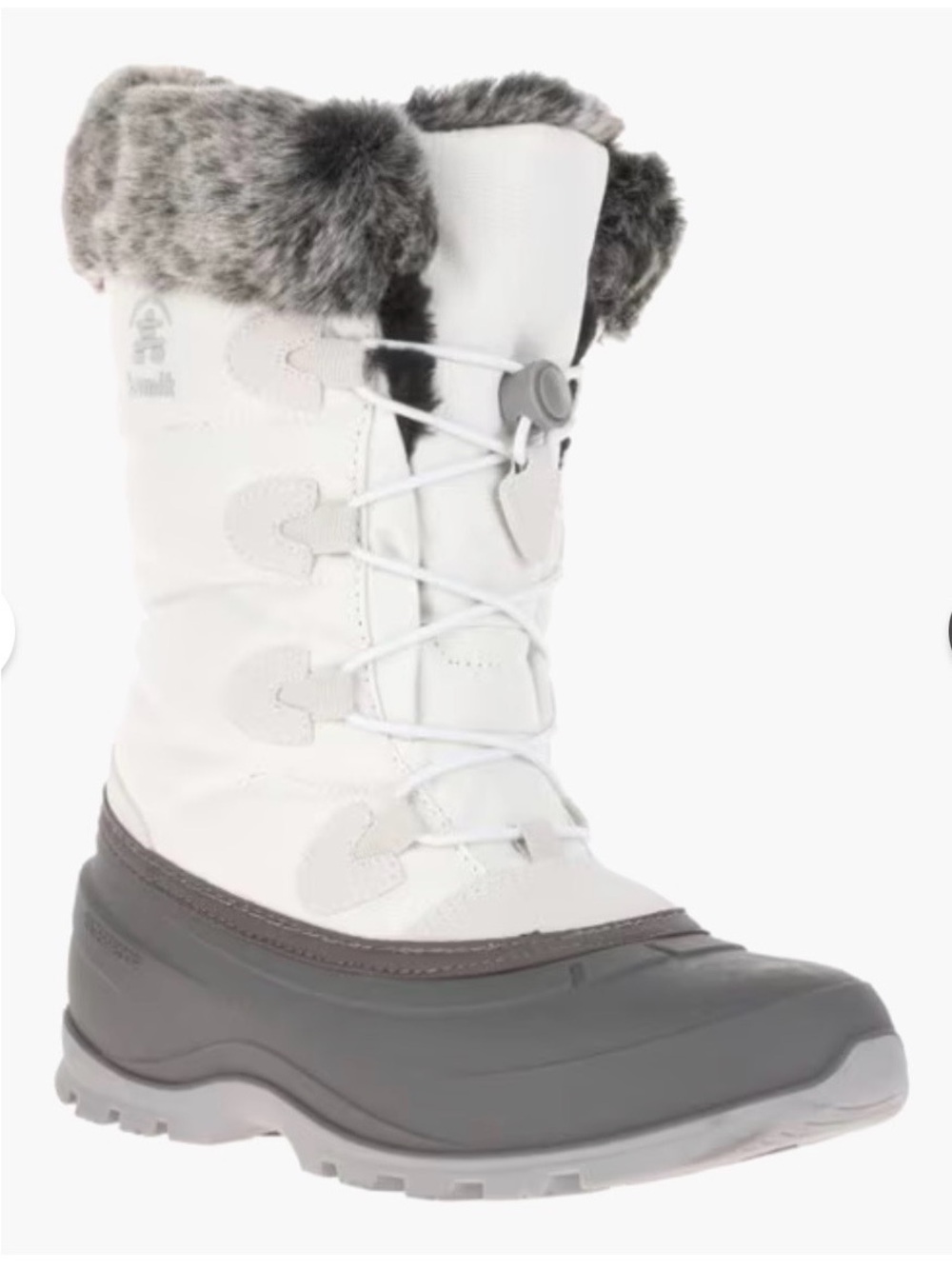 Kamik White and Gray Waterproof Winter Snow Boot with Faux Fur Cuff